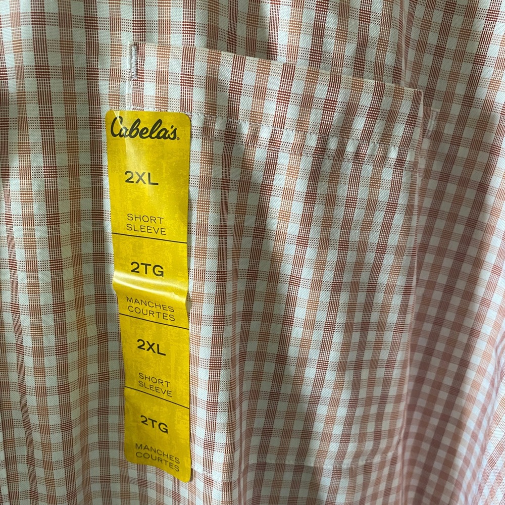 Cabela's Men's Short-Sleeved Button-Down Shirt Size 2XL White Red Plaid NWT - Picture 4 of 8